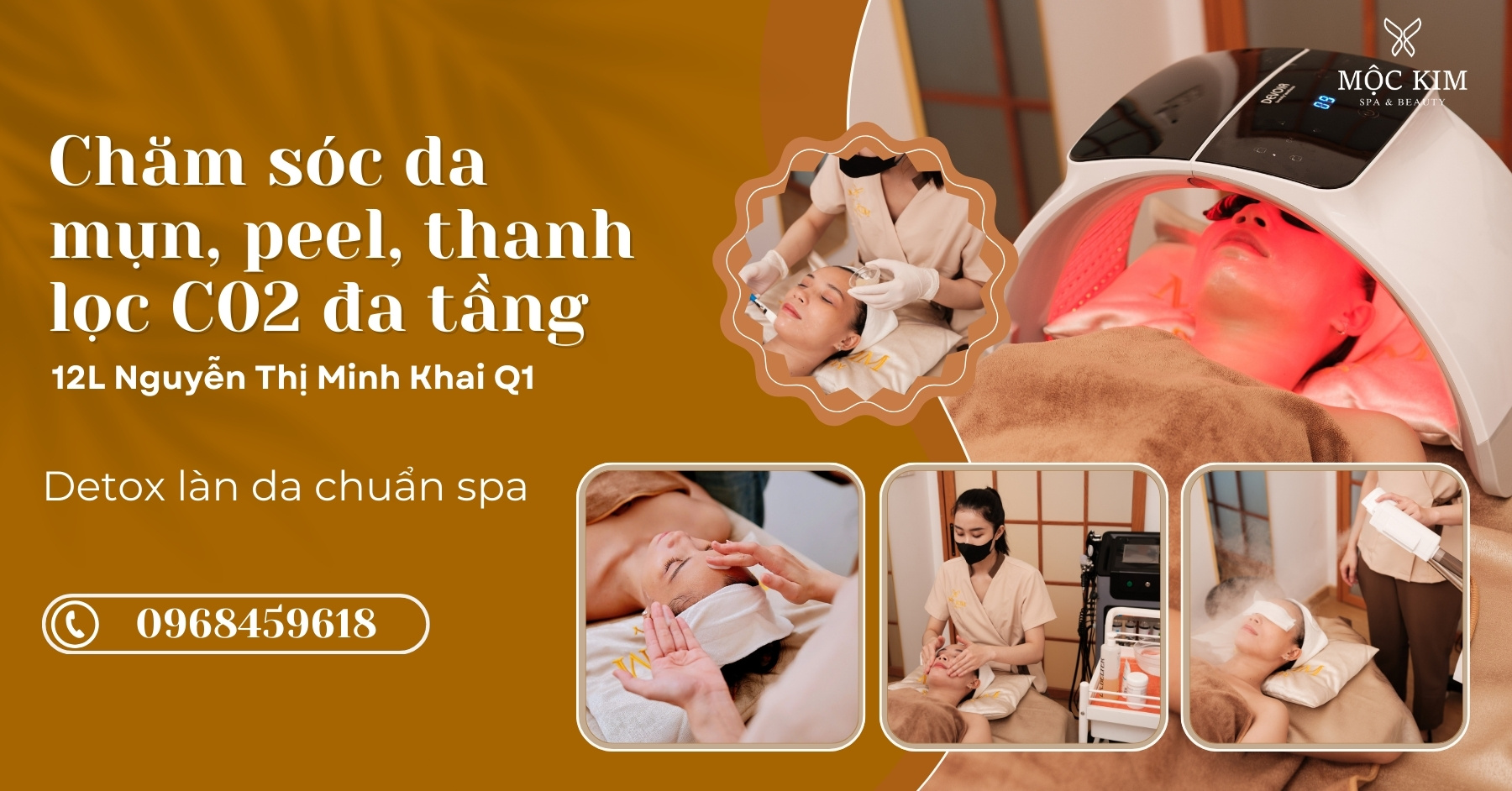 Chăm sóc da, nặn mụn, thanh lọc detox da co2 chuẩn soa Mộc Kim Spa & Beauty