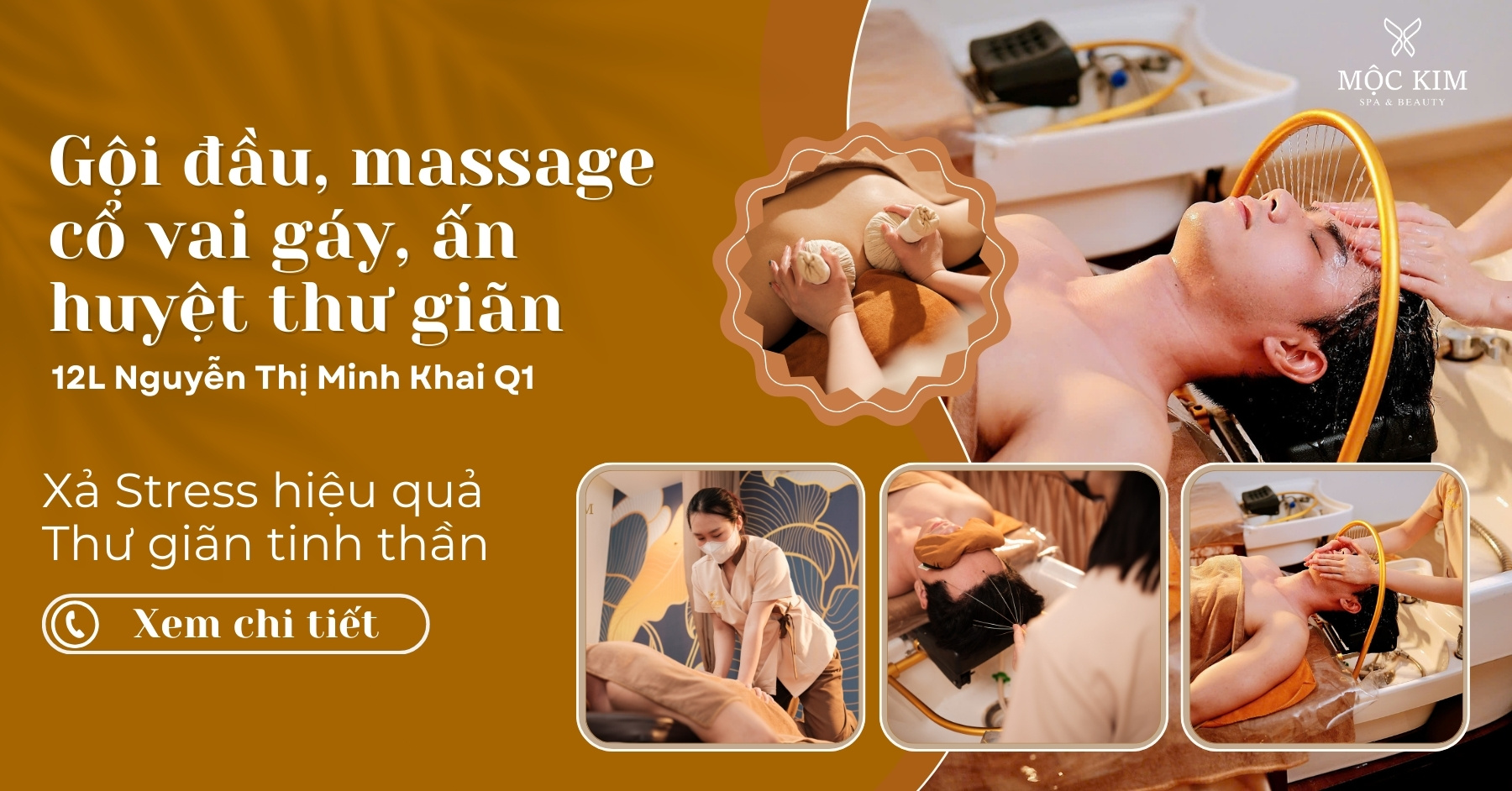 Gội đầu dưỡng sinh quận 1, massage đầu, cổ vai gáy Mộc Kim Spa & Beauty