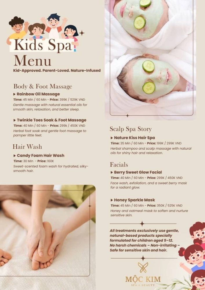 Kids Menu Spa Ho Chi Minh Price List